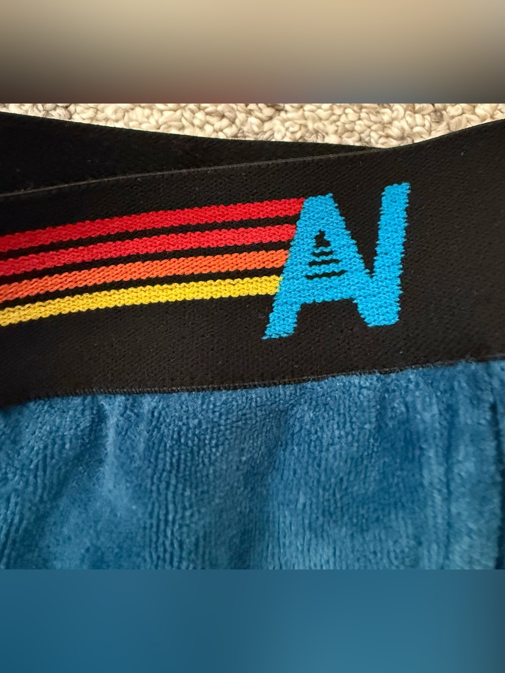 Aviator Nation Logo Stripe Women’s Velour Lounger Shorts Sz Small in Caribbean - Picture 3 of 9